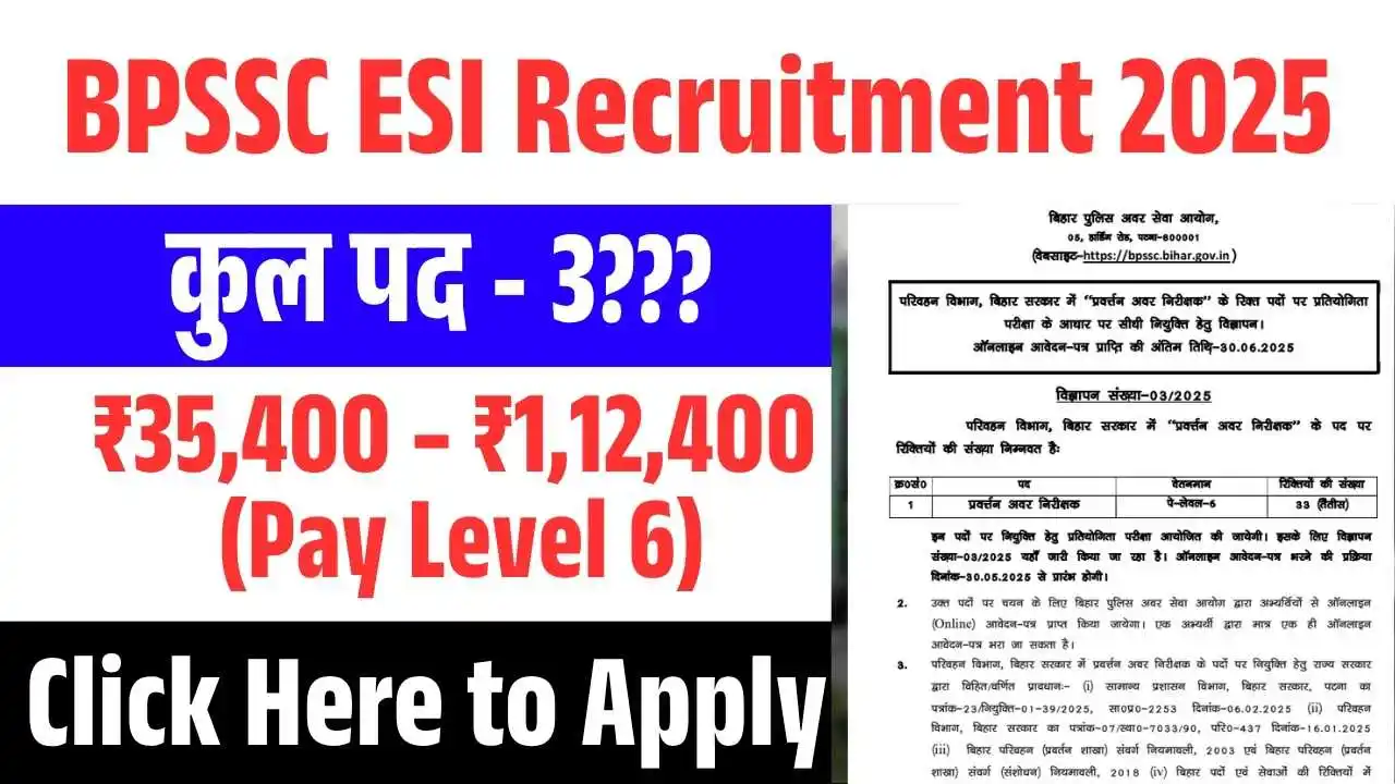 BPSSC ESI Recruitment 2025: