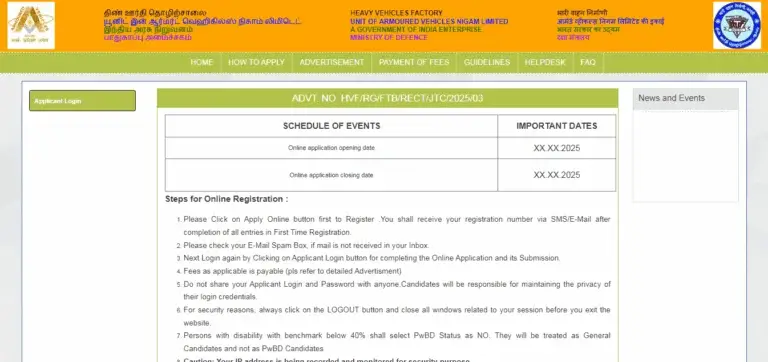 Heavy Vehicle Factory Recruitment 2025