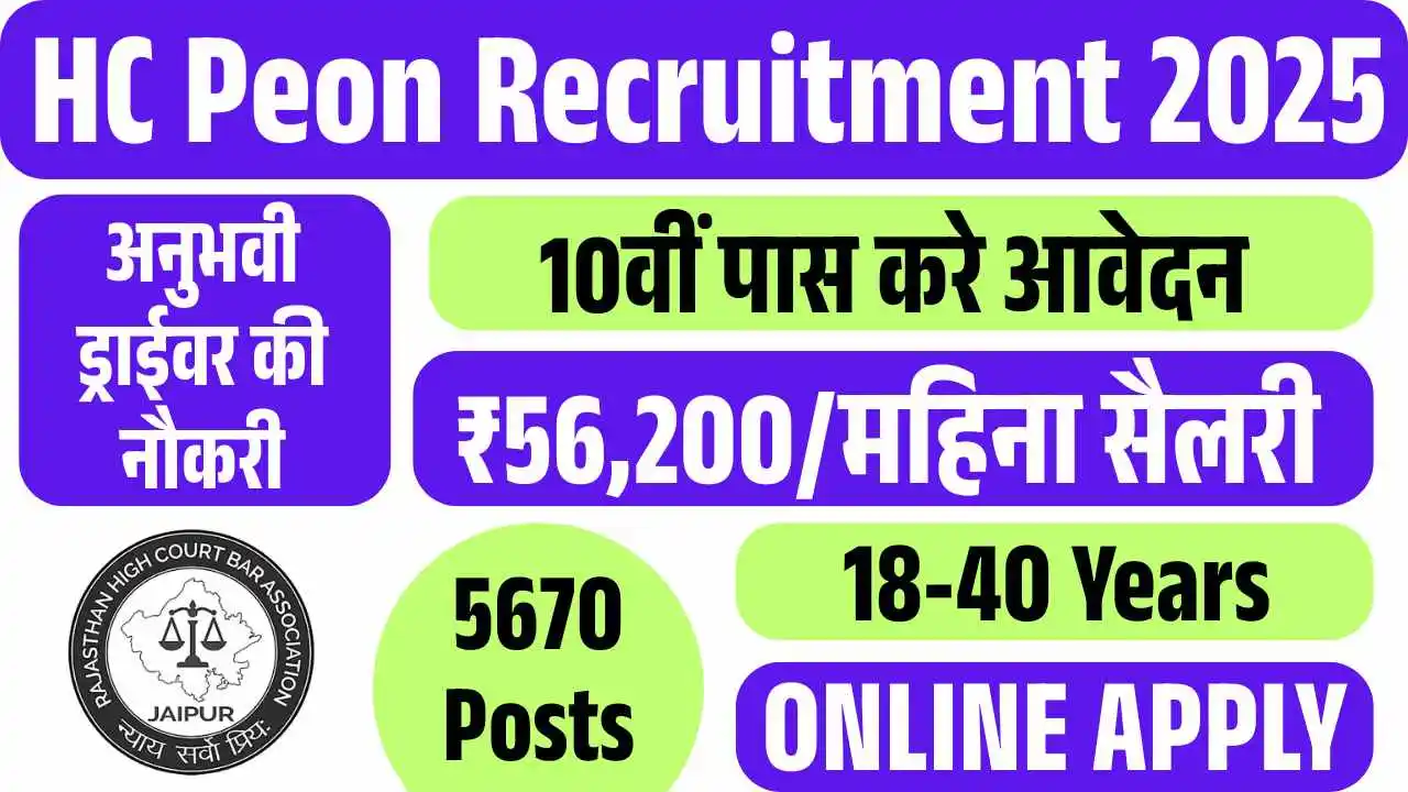 Rajasthan HC Peon Bharti 2025