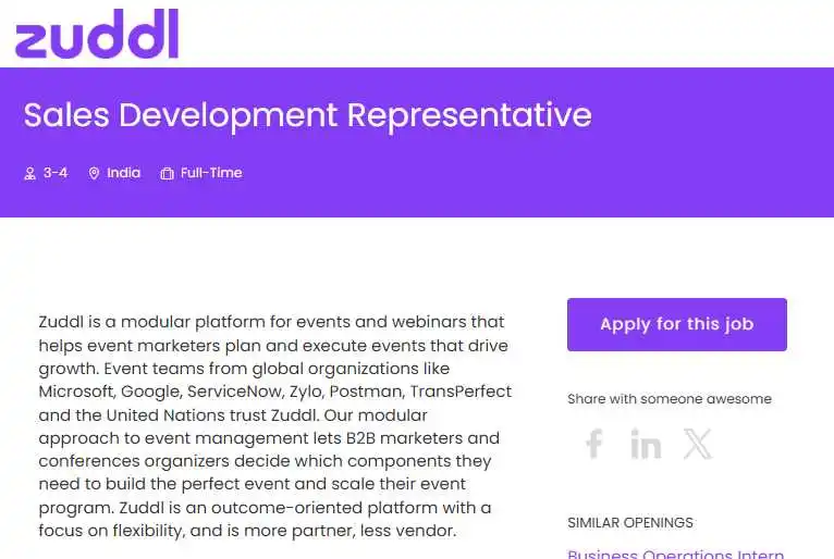 Zuddl Work from Home Jobs 2025